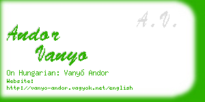andor vanyo business card